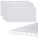 CEEDIR 14x Polycarbonat Hohlkammerplatten 4mm Doppelstegplatten Stegplatten für Gewächshaus - Transparent - 60.5 x 121cm - 10,25 m²  